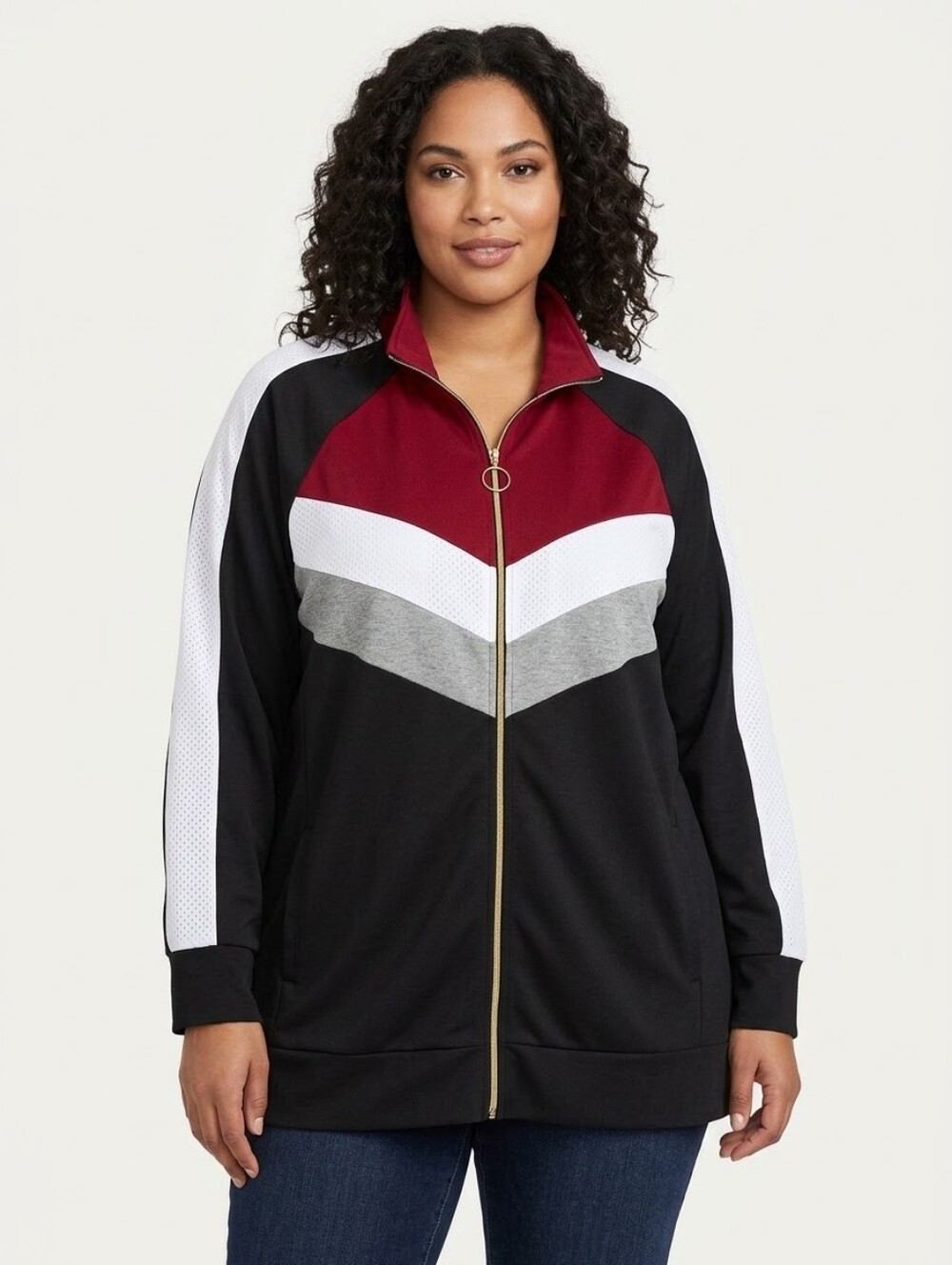 ​NOLA Penningtons Colorblock Track Jacket Zip-Front Activewear | Size 3X